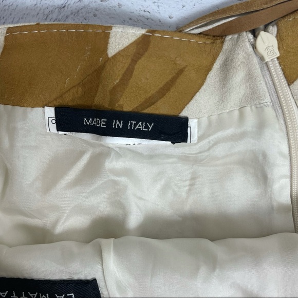 La Matta Italian Suede Tan Cream Asymmetrical Skirt - Picture 3 of 9